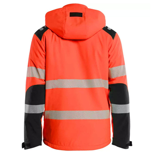Chaqueta Acolchada con Capucha de Alta Visibilidad para Hombre, Color Naranja, con Franjas Reflectantes, Tejido Impermeable de Poliéster/Algodón, para Invierno - Product Image 5