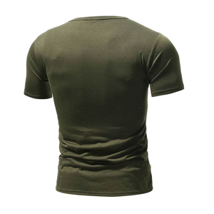 T-shirts pour hommes en coton 100% lourd 200g, tissu peigné, col rond, logo tricoté sur le devant, sérigraphié, respirant, vente en gros - Product Image 2