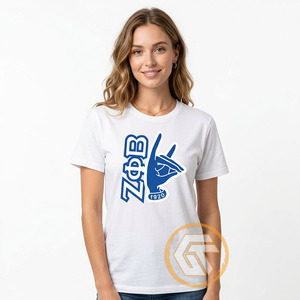 Camiseta blanca de manga corta con cuello redondo para mujer, de la hermandad Zeta Phi Beta, informal, transpirable, 100% algodón, GREEK TREASURES - Product Image 2