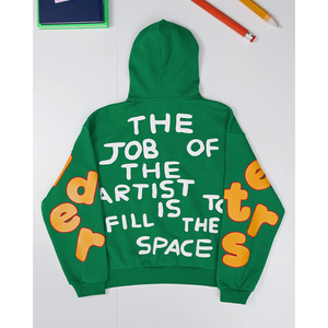 Custom Printed Embroidered Puff Design 100% Cotton Fleece Oversized Zipper-Up Hoodie for <b>Men</b> Winter Anti-Pilling Breathable - Product Image 4