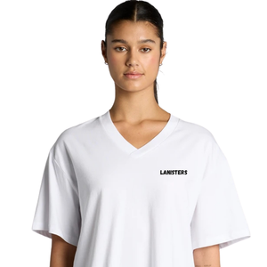 Camisetas de algodón de jersey para mujer con cuello en V, manga corta, ajuste relajado, estampado en el pecho, espalda lisa, casual, venta al por mayor, OEM personalizado - Product Image 5