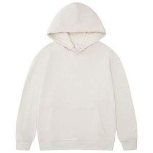 เสื้อผ้าฝ้ายสีขาวล้วนแบบเฟรนช์เทอร์รี่ สวมใส่สบายๆ สำหรับฤดูใบไม้ร่วง ดีไซน์กระเป๋า ทรงปกติ แบบถัก - Product Image 2