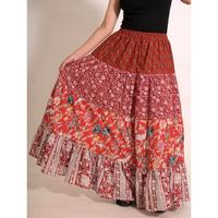 Falda de Algodón con Estampado de Patchwork, Hecha a Mano, Estilo Boho Maxi, Ropa de Verano para Mujer, Estilo Gitano para Festivales