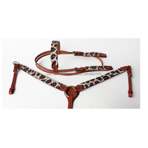 Asequible cuero occidental una oreja Headstall de pecho y cuello con hardware de acero inoxidable al por mayor fabricante proveedor - Product Image 6