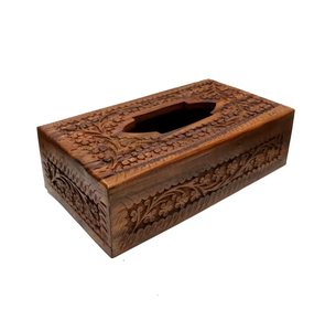 Caja de pañuelos de madera de acacia con diseño atractivo, calidad superior para mesas en hoteles y restaurantes, a precio de mayoreo. - Product Image 1