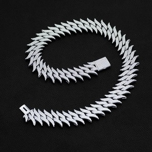 Collar de Cadena Cubana Personalizado en Oro Blanco y Rodio de 14/18/20/22/24 mm, Multicolor, con Diamantes, para Hombre y Mujer, Regalo - Product Image 2
