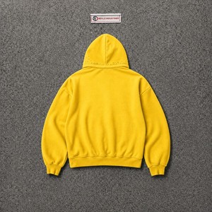 Sweat-shirt à capuche jaune City Boyz pour homme, coupe oversize, style streetwear, en coton French Terry, coupe classique, imprimé lettres sur le devant, automne - Product Image 6