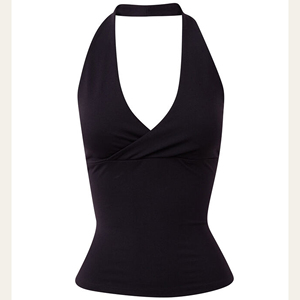 Camiseta sin mangas con cuello en U para mujer, suave, elástica, informal, de verano, ajustada, a la moda, ropa deportiva, ropa de calle - Product Image 1