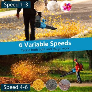 Souffleur à feuilles sans fil 93 MPH 431 CFM alimenté par batterie avec 6 vitesses variables et 2 batteries rechargeables pour l'entretien des jardins et des patios - Product Image 4