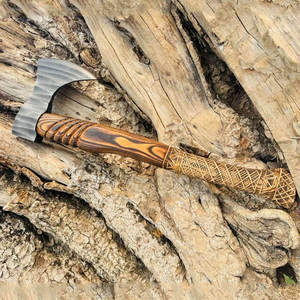 Handmade Industrial High Carbon Steel Tomahawk Hatchet Multi-Purpose Camping Outdoor Survival <b>Axe</b> Rose <b>Wood</b> Handle Leather 1.5kg - Product Image 4