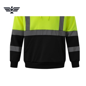 Sudadera de Seguridad de Alta Visibilidad Personalizada, de Poliéster, Tallas Grandes, con Serigrafía, Fusión sin Costuras, Cinta Reflectante, Sudadera de Trabajo |   Para Hombre - Product Image 4