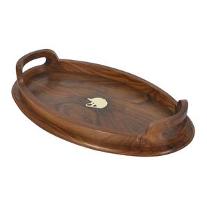 Polish Real Acacia <b>Breakfast</b> <b>Tray</b> With Handles Oval Shape Decorative <b>Trays</b> For Home Cheap Price Commercial Use - Product Image 3