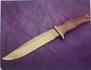 Lame de camping en acier carbone Drop Point avec manche en cuir, lame fixe non réglable - Product Image 1