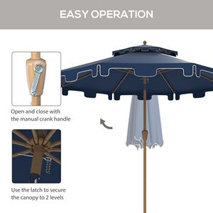 Ombrellone da Giardino e Spiaggia 2,5m e 2,7m con Pulsante di Inclinazione e Manovella Blu Scuro - Product Image 5