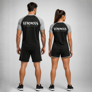 T-shirt d'entraînement personnalisé noir et gris, sublimation, séchage rapide, 100% coton, jersey de sport, gym, fitness, course à pied, vêtements de sport - Product Image 2