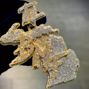 Colgante Iced Out de Oro Bicolor con Moissanita VVS, Cadena de Moda, Superventas, Gran Oferta, Estilo Hip Hop Bling, Lujoso y Personalizado - Product Image 2