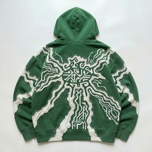 Sweat à capuche personnalisé pour homme, style streetwear, avec logo appliqué sur le devant, effet vieilli, surdimensionné, OEM ODM - Product Image 4