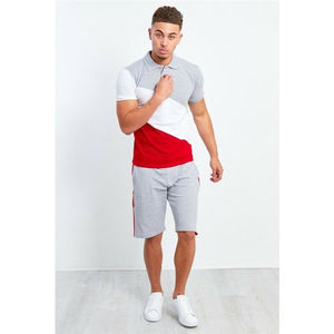 Men's Navy Blue Color Block Polo Shirt And Shorts <b>Set</b> Two Piece Slim Fit Polo Tee With Matching Shorts Casual Activewear Lounge - Product Image 5