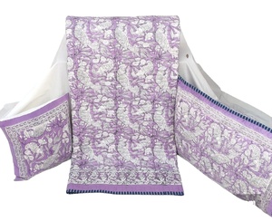 Couette à fleurs 100% coton imprimé bloc à main écologique avec taies d'oreiller Ensemble de couette en coton Jaipur artisanal - Product Image 2