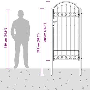 Puerta de Acero con Recubrimiento en Polvo de 39.37 x 76.77 Pulgadas con Cerradura, Color Gris, Elegante Producto de Cercas y Portones - Product Image 5