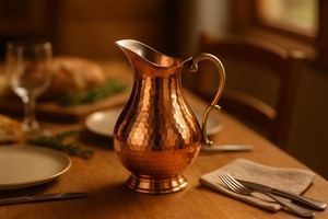 Créations Antiques – Carafe à Eau 1,8 L en Cuivre Pur à 100 %, Design Vintage – Écologique et Durable, Idéale pour Mariages, Taille Personnalisable, Production sur Mesure - Product Image 3