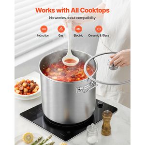 Pentola in Acciaio Inox da 21 Quarti con Coperchio in Vetro, Senza PFOA e PFAS, Compatibile con Fornelli a Gas - Product Image 4