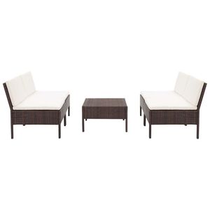 Conjunto de sofás de jardín de ratán PE marrón modular de 5 piezas - Product Image 1