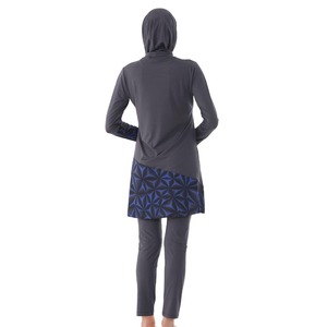 Women's Solid Color Long Sleeve Islamic Swim Suit <b>Muslim</b> Style with Pants Bottom <b>Swimwear</b> with Religious Islamic Burkinis Wear - Product Image 4