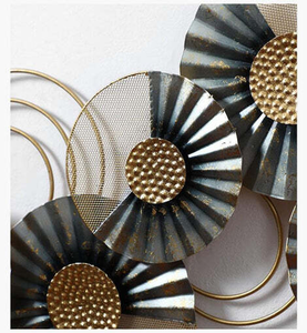 Modern Metal Flower Wall Art Abstract Floral Wall Decor with Geometric Circles Decorative Wall Hanging for Living Room & Home - Product Image 4