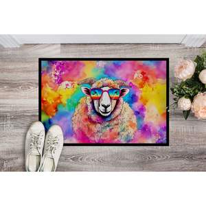 Hippie Animal Sheep Doormat Non-Slip Washable Low Pile 24H X 36W Indoor <b>Outdoor</b> Entryway <b>Mat</b> Front Door Rug - Product Image 2