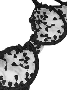 Ensemble de lingerie sexy push-up à armatures, en résille transparente, avec soutien-gorge et culotte à lanières - Product Image 4