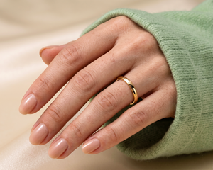 Wholesale 14K Solid Gold Minimalist Classic <b>Domed</b> Wedding Band Plain Comfort Fit Simple Stackable <b>Ring</b> - Product Image 5