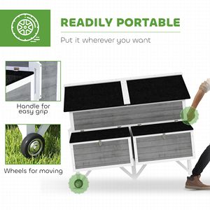 Chuồng gà bằng gỗ màu xám 59 inch có tay cầm 2 hộp làm tổ 2 khay 4 máy kéo gà cho 4-6 con gà - Product Image 4