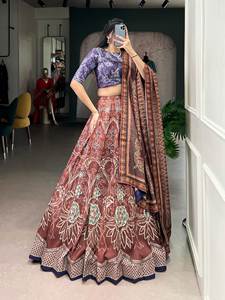 Un magnifique Lehenga Choli en soie Vaishali imprimé et réversible pour les mariages et les fêtes de Diwali, à porter toute l'année - Product Image 3