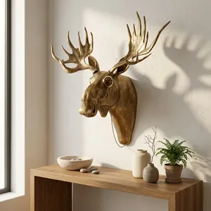 AK Brass Senior Philosopher Stag Cara decorativa en Metal Decoración para el hogar Colgante de pared Decoración para el hogar - Product Image 3