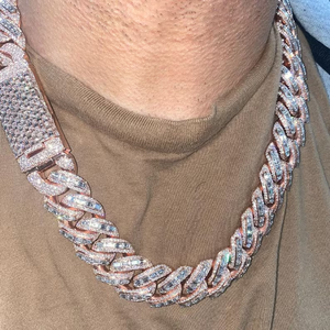 Luxury Moissanite Diamond Cuban Link Necklace 925 Silver Rhodium Plated Hip Hop <b>Iced</b> <b>Out</b> Statement <b>Chain</b> Fine Jewelry Gift - Product Image 2