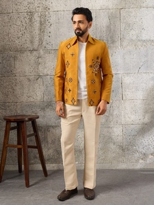 Best Quality Men's Yellow <b>Jacket</b> With Pant Set Stylish Ethnic Wear Outfit <b>For</b> <b>Wedding</b> Party Festival And Special Occasion - Product Image 4