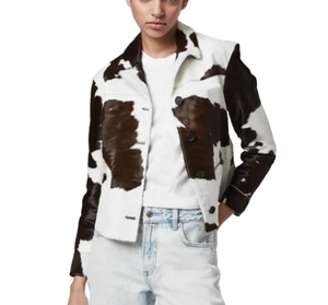 Authentic Genuine Leather Unisex Winter Bomber Jacket Eco-Friendly Waterproof Reversible Breathable Quick Dry <b>Animal</b> <b>Pattern</b> - Product Image 3