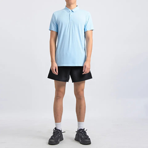 เสื้อโปโลผู้ชายสีฟ้าอ่อนแขนสั้นเสื้อยืดคอปกคลาสสิกนุ่มสบายระบายอากาศได้ดีชุดกีฬาฤดูร้อนทรงพอดีตัว - Product Image 1