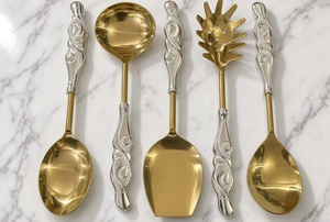 Servidores de Ensalada Decorativos de Lujo con Mangos Artísticos, Elegantes Cubiertos Metálicos para Mesas de Boda, Cenas Elegantes y Regalos - Product Image 5