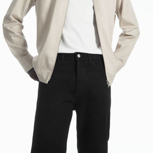 Jean en denim délavé à l'acide pour homme, coupe large décontractée, 100 % coton léger, avec bouton métallique personnalisé fabriqué par le fabricant - Product Image 3