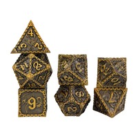 Ensemble de dés polyédriques en métal écologique de 7 pièces, personnalisé en usine (OEM), avec design creux en forme de calmar, pour jeux de rôle fantastiques pour adultes