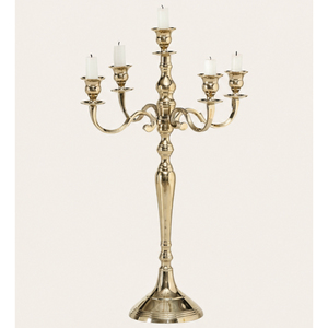 5 Arm Gold Metal Candelabra <b>Tall</b> Wedding Table Centerpiece Vintage Aluminium <b>Candlestick</b> Holder For Hotel Banquet Event Decor - Product Image 1