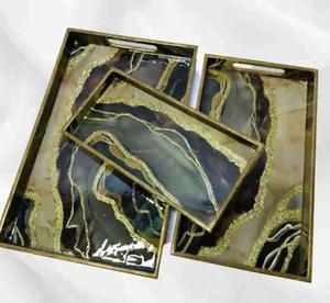 Plateau en bois avec plateau de service imprimé en émail pour la maison, l'hôtel, le restaurant, plateau de rangement - Product Image 6