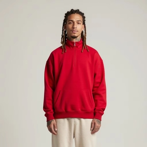 Sweat-shirt sportif demi-zippé à col montant de qualité supérieure pour hommes, coupe ample à épaules tombantes, vente en gros - Product Image 1