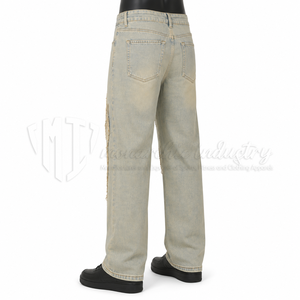 Pantalones Vaqueros de Pierna Ancha para Hombre, Ecológicos, Transpirables, Lavados a la Piedra, de Cintura Media, Rotos, Casuales, de Algodón Pesado, para Otoño - Product Image 4