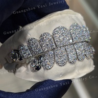 Grillz dentaire unisexe en argent S925, 100% testé au testeur de diamants, Moissanite taille brillant VVS, sertissage mosaïque étoile galaxie, micro-incrustation