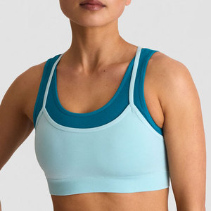 Sujetador Deportivo de Doble Capa para Mujer, 90% Poliéster, 10% Elastano, Alta Elasticidad, para Gimnasio, Verano, Entrenamiento, Running, Color Sólido - Product Image 6