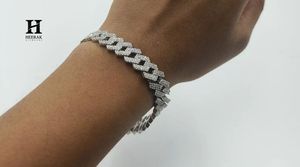 Mens <b>Iced</b> <b>Out</b> Miami Cuban Link Bracelet, Silver Tone CZ Diamond Prong Set Bracelet - Product Image 2