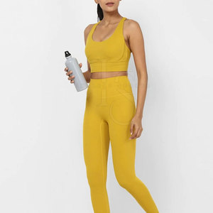 Ensemble de yoga et de sport 2 pièces pour femme, grande taille, avec logo frontal, prix de gros abordable, haute qualité - Product Image 2